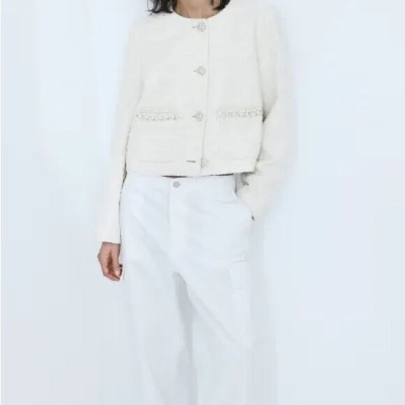 NYC Braided Trim jacket CREAM COLOR SIZE 6 NWT in packaging - Picture 4 of 9